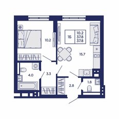 Квартира 37,8 м², 1-комнатная - изображение 3