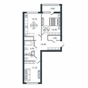 Квартира 62,8 м², 2-комнатная - изображение 1