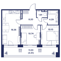 Квартира 56,7 м², 2-комнатная - изображение 5