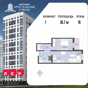 Квартира 36,7 м², 1-комнатная - изображение 1