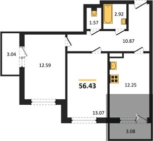 Квартира 56,4 м², 2-комнатная - изображение 1
