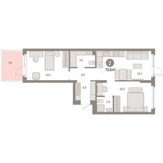 Квартира 73,6 м², 2-комнатная - изображение 3