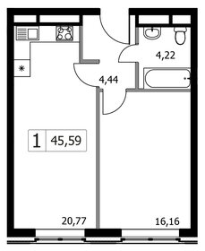 Квартира 45,6 м², 1-комнатная - изображение 1