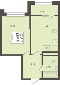 Квартира 39,4 м², 1-комнатная - изображение 1