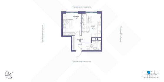 Квартира 40,4 м², 1-комнатная - изображение 1