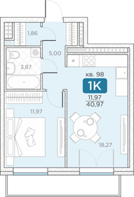 Квартира 41 м², 1-комнатная - изображение 1