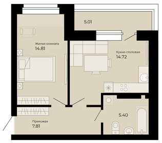 Квартира 42,1 м², 2-комнатная - изображение 1