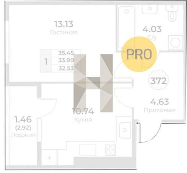 33,7 м², 1-комнатная квартира 5 890 500 ₽ - изображение 49