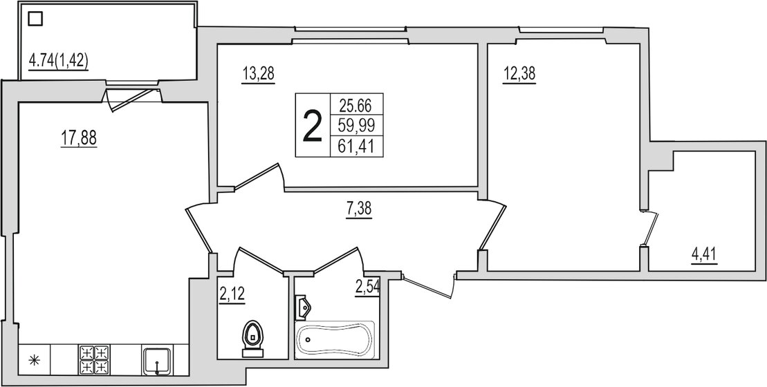 65,3 м², 2-комнатная квартира 6 218 400 ₽ - изображение 55
