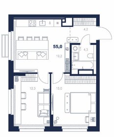 Квартира 55 м², 2-комнатная - изображение 1