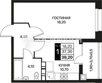 Квартира 39,2 м², 1-комнатная - изображение 1