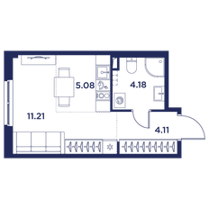 Квартира 24,6 м², студия - изображение 5