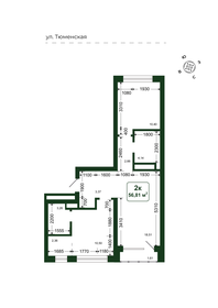 Квартира 56,8 м², 2-комнатная - изображение 2