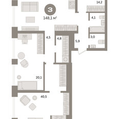 Квартира 148,1 м², 3-комнатная - изображение 3
