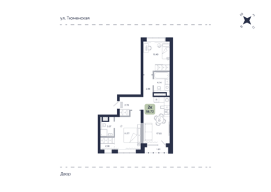 Квартира 56,7 м², 2-комнатная - изображение 1
