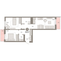 Квартира 71,7 м², 2-комнатная - изображение 3