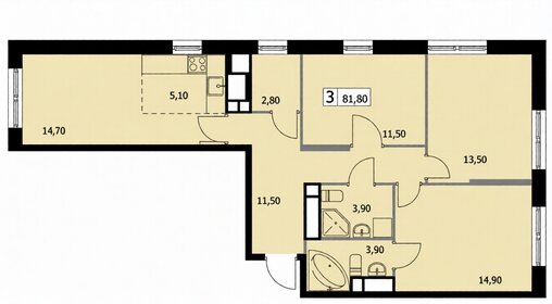 Квартира 81,8 м², 3-комнатная - изображение 1
