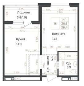 Квартира 38,4 м², 1-комнатная - изображение 2