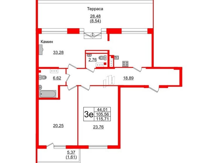 98,3 м², 2-комнатная квартира 39 320 000 ₽ - изображение 65