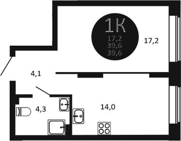 Квартира 40 м², 1-комнатная - изображение 1