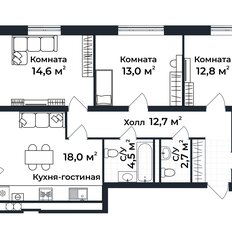 Квартира 88 м², 3-комнатная - изображение 2