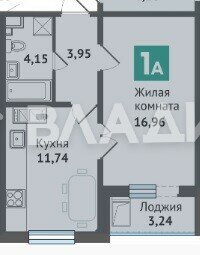 Квартира 36,6 м², 1-комнатная - изображение 1