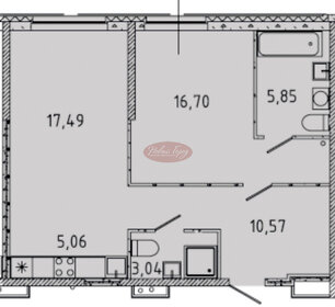 Квартира 58,7 м², 2-комнатная - изображение 1