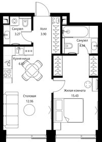 Квартира 45,8 м², 1-комнатная - изображение 2