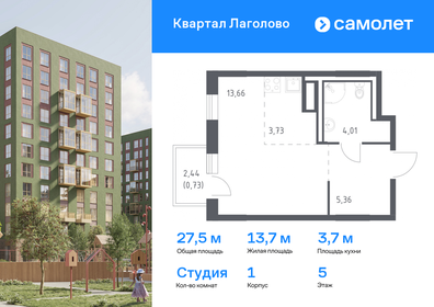 Квартира 27,5 м², студия - изображение 1