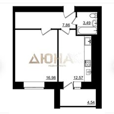 Квартира 43,1 м², 1-комнатная - изображение 1