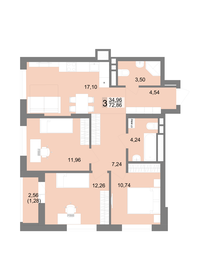 Квартира 72,9 м², 3-комнатная - изображение 1