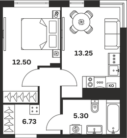 Квартира 37,8 м², 1-комнатная - изображение 1