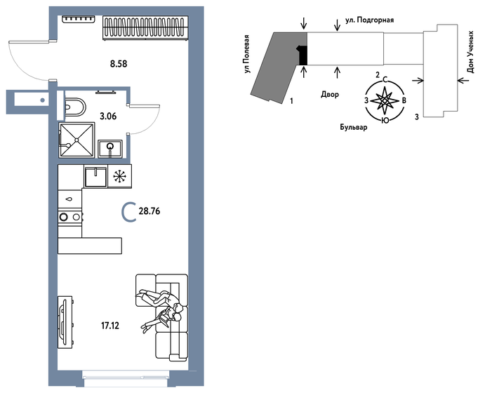29,2 м², квартира-студия 4 520 000 ₽ - изображение 67
