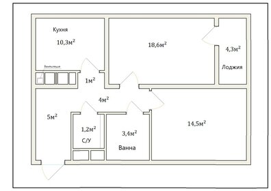 Квартира 58,2 м², 2-комнатная - изображение 1