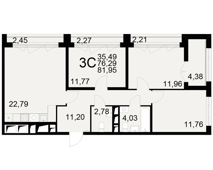 82 м², 3-комнатная квартира 9 915 950 ₽ - изображение 12