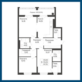 Квартира 97,7 м², 3-комнатная - изображение 1