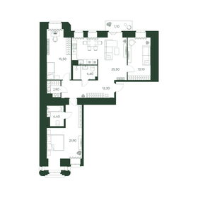 Квартира 101,3 м², 3-комнатная - изображение 1