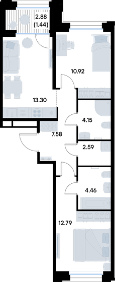 53,7 м², 2-комнатная квартира 11 000 000 ₽ - изображение 111