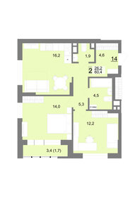 Квартира 60,4 м², 2-комнатная - изображение 1