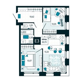 Квартира 50,7 м², 2-комнатная - изображение 1