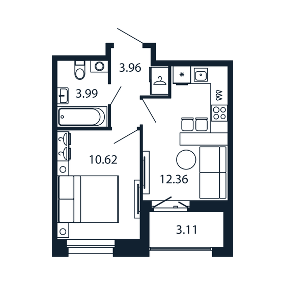 34,4 м², 1-комнатная квартира 5 675 889 ₽ - изображение 29