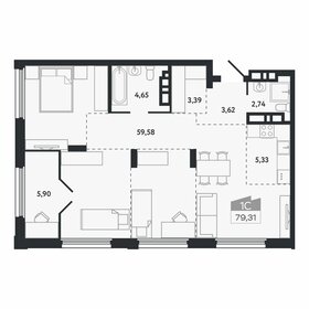 Квартира 79,3 м², студия - изображение 1