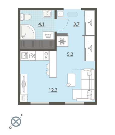 20,1 м², квартира-студия 3 606 000 ₽ - изображение 19