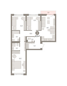 Квартира 87,5 м², 3-комнатная - изображение 1