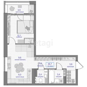 Квартира 46,7 м², 2-комнатная - изображение 1