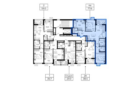 Квартира 77,6 м², 3-комнатная - изображение 1