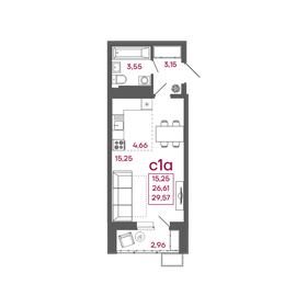 Квартира 29,6 м², студия - изображение 3