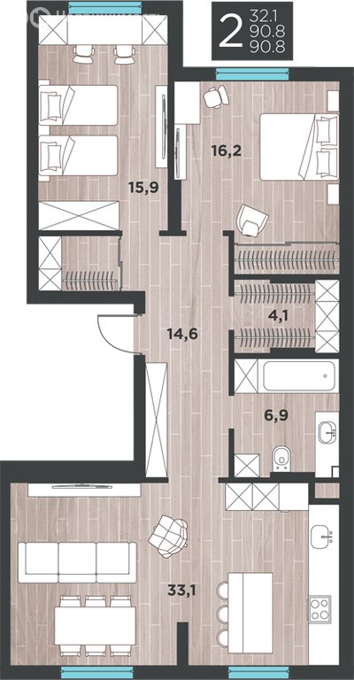 Варианты планировок ЖК «Три кита» - планировка 4
