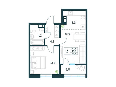 Квартира 45,1 м², 2-комнатная - изображение 1