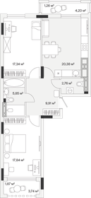 Квартира 78,1 м², 2-комнатная - изображение 1
